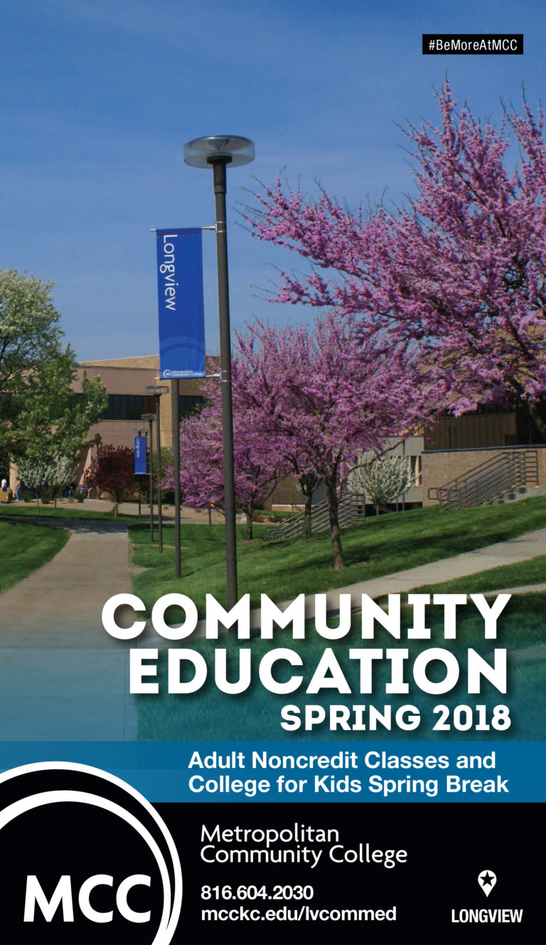 Cover image of MCC-Longview Community Education brochure, Spring 2018"